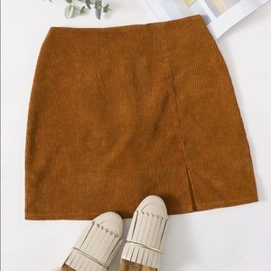 Corduroy Skirt with a Spilt
